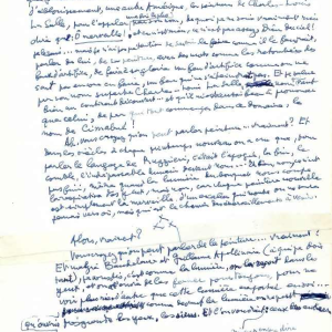 manuscript Louis Aragon - unique and unpublished - Exposé d'une exposition - 1977