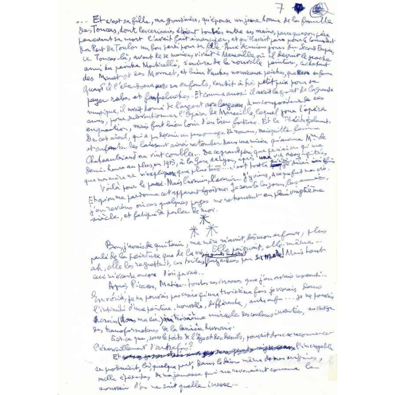 Louis Aragon manuscript - uniek en ongepubliceerd - Tentoonstellingspraatje - 1977