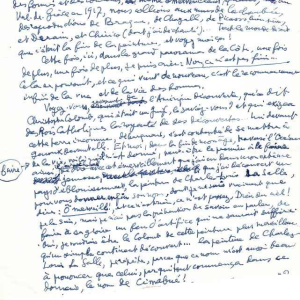 manuscript Louis Aragon - unique and unpublished - Exposé d'une exposition - 1977