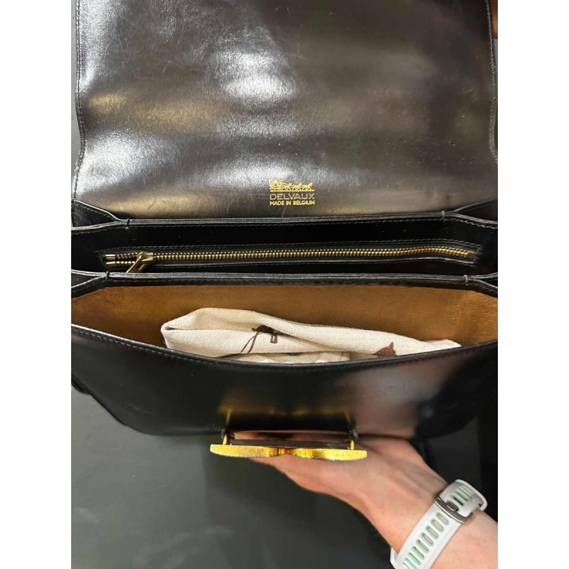 Delvaux, sacoche en cuir lisse d'agneau brun vintage