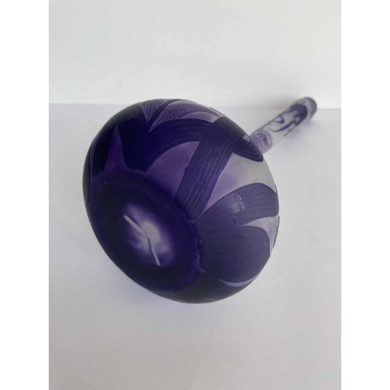 Art Nouveau soliflore vaas, orchidee decoratie, zuurgeëtst glas gesigneerd LP, begin 20e eeuw