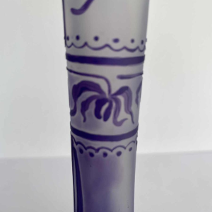 Art Nouveau soliflore vase, decorated with orchids, acid-etched glass signed LP, early 20th century
