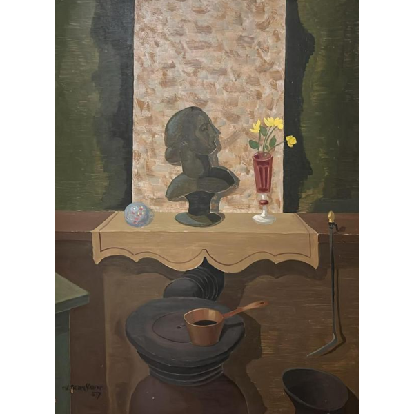 Edgar Scauflaire, huile sur panneau, 1957