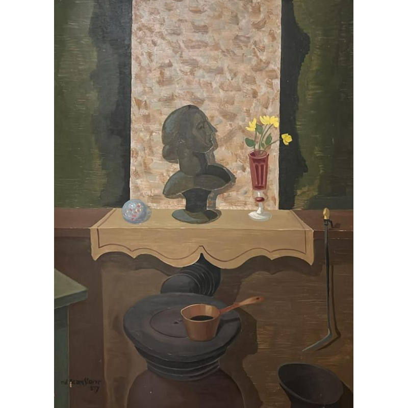 Edgar Scauflaire, huile sur panneau, 1957