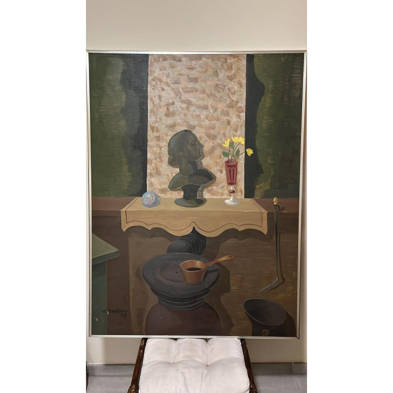 Edgar Scauflaire, oil on panel, 1957