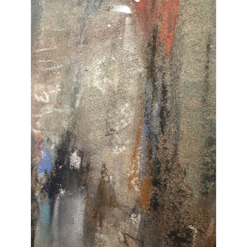 Lucien Frank 'Marktscène' Impressionistische pastel, eind 19e eeuw