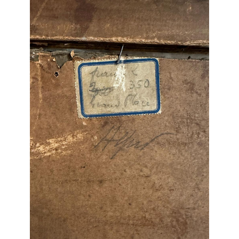 Lucien Frank 'Scène de marché' pastel impressionniste, fin 19e siècle