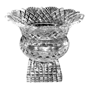 Val Saint Lambert, grande coupe / drageoir sur pied en cristal richement taillé, style Vonèche, 19ème siècle