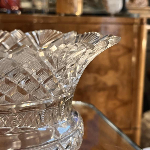 Val Saint Lambert, large richly cut crystal bowl/sweep bowl on foot, Vonèche style, 19th century