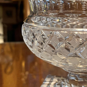 Val Saint Lambert, large richly cut crystal bowl/sweep bowl on foot, Vonèche style, 19th century