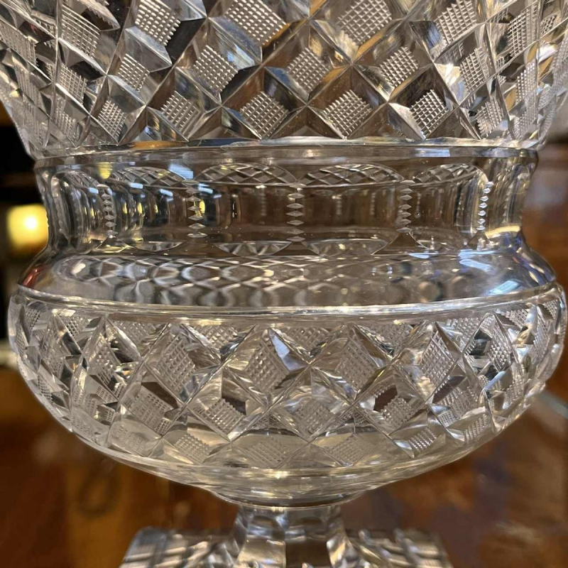 Val Saint Lambert, large richly cut crystal bowl/sweep bowl on foot, Vonèche style, 19th century