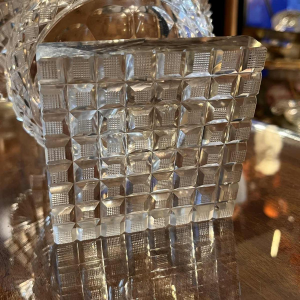 Val Saint Lambert, grande coupe / drageoir sur pied en cristal richement taillé, style Vonèche, 19ème siècle