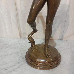 Alexandre Falguière "Diana the Huntress" bronzen sculptuur van Thiébaut Frères, Parijs, 19e eeuw