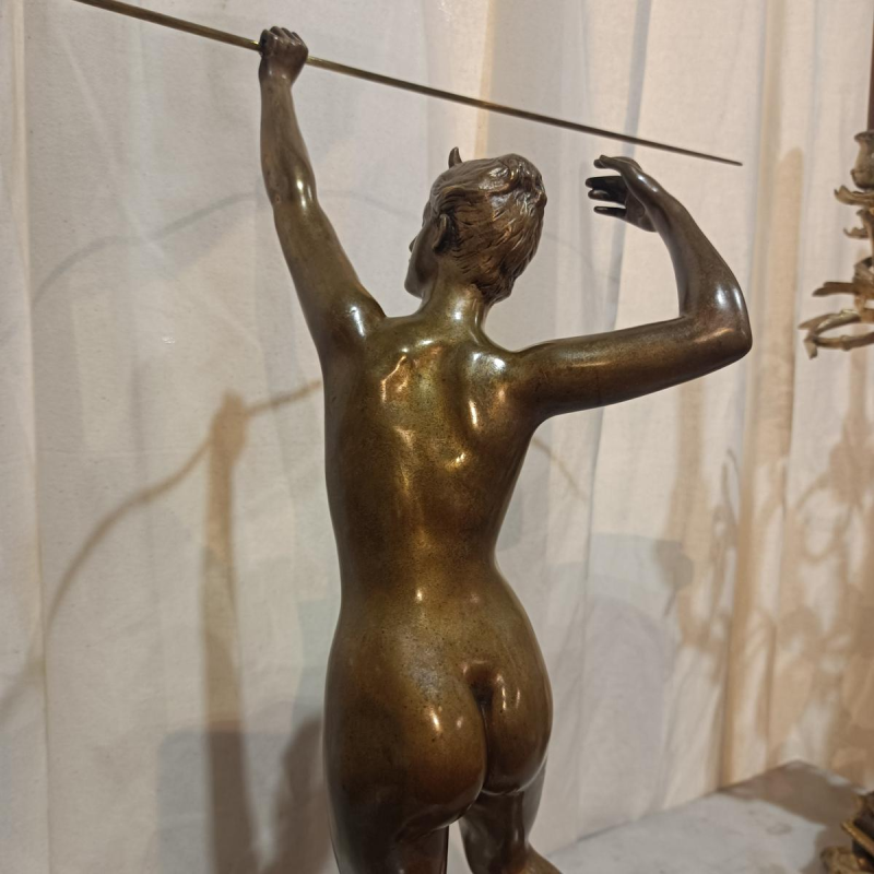 Alexandre Falguière "Diana the Huntress" bronzen sculptuur van Thiébaut Frères, Parijs, 19e eeuw