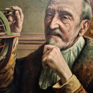 Léon Brunin “Le scientifique“ tableau portrait, huile sur toile, début XXe s