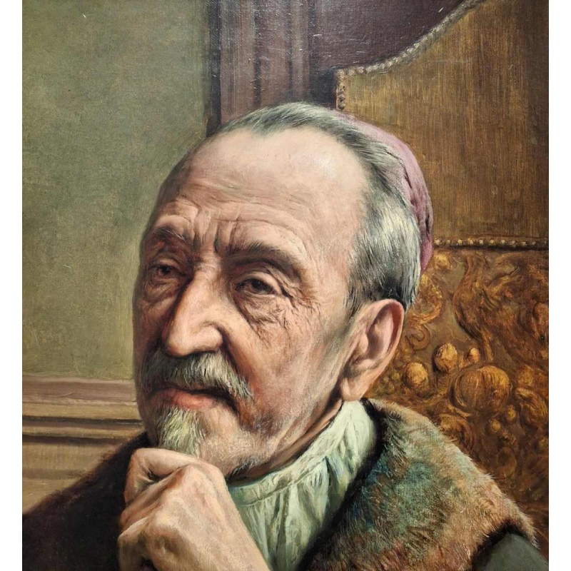 Léon Brunin “Le scientifique“ tableau portrait, huile sur toile, début XXe s