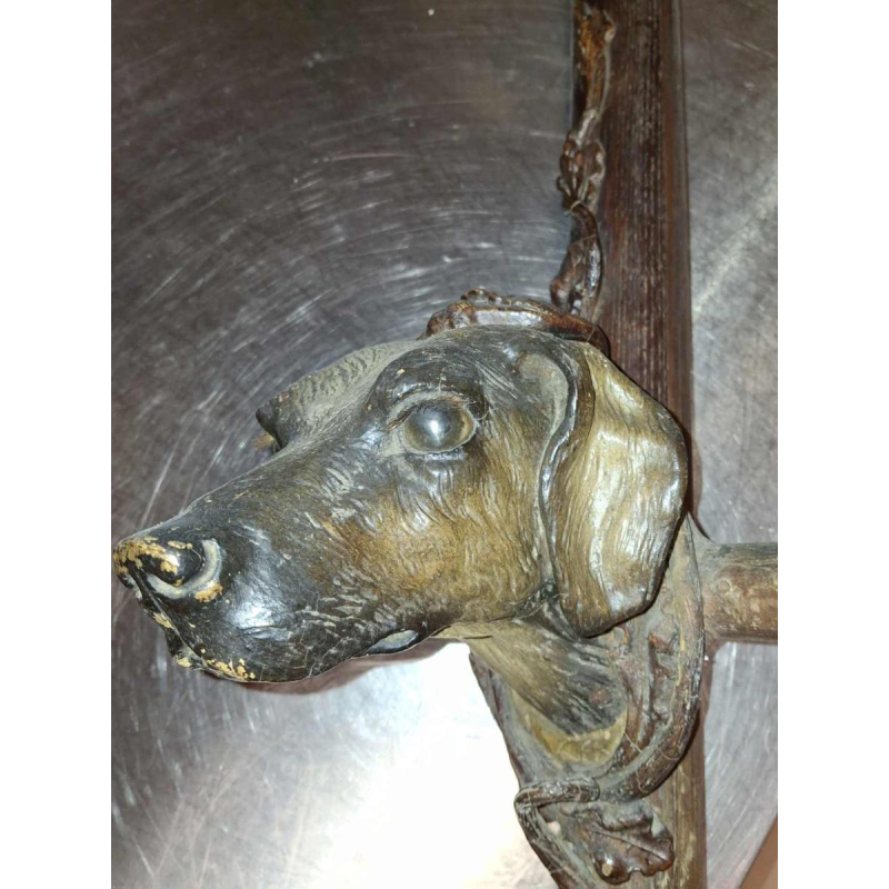 Oak and deer antler hunting console / corner unit “Dog head“ late 19th century