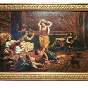 Adolphe Monticelli 'Oriental dance' painting oil on panel, 19th c