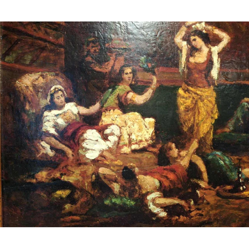 Adolphe Monticelli 'Oriental dance' painting oil on panel, 19th c