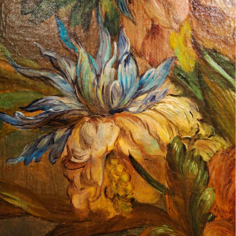 Schilderij "Decoratief landschap met valk en kaketoe", olieverf op doek, 19e eeuw