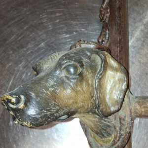 Oak and deer antler hunting console / corner unit "Dog head" late 19th century