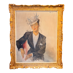 Suzanne Bonhivers «Portrait de dame» huile sur toile, 1942
