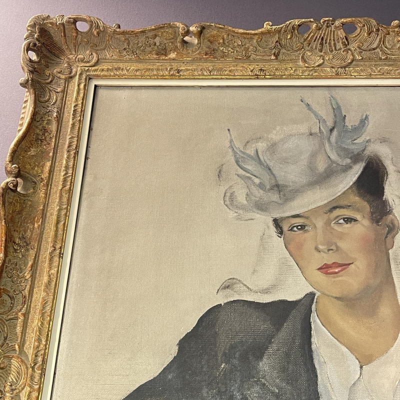 Suzanne Bonhivers «Portrait de dame» huile sur toile, 1942