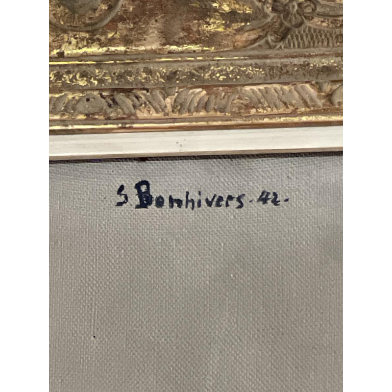 Suzanne Bonhivers «Portrait de dame» huile sur toile, 1942