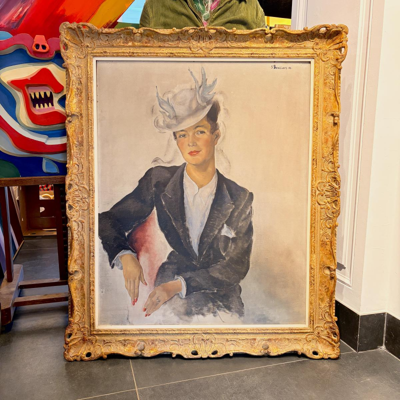 Suzanne Bonhivers “Portret van een dame” olieverf op doek, 1942