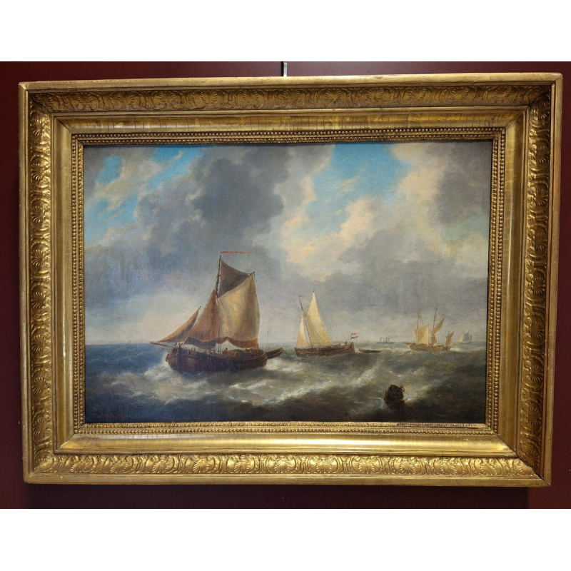 Charles-Louis Verboeckhoven, marine oil on canvas, 19th century