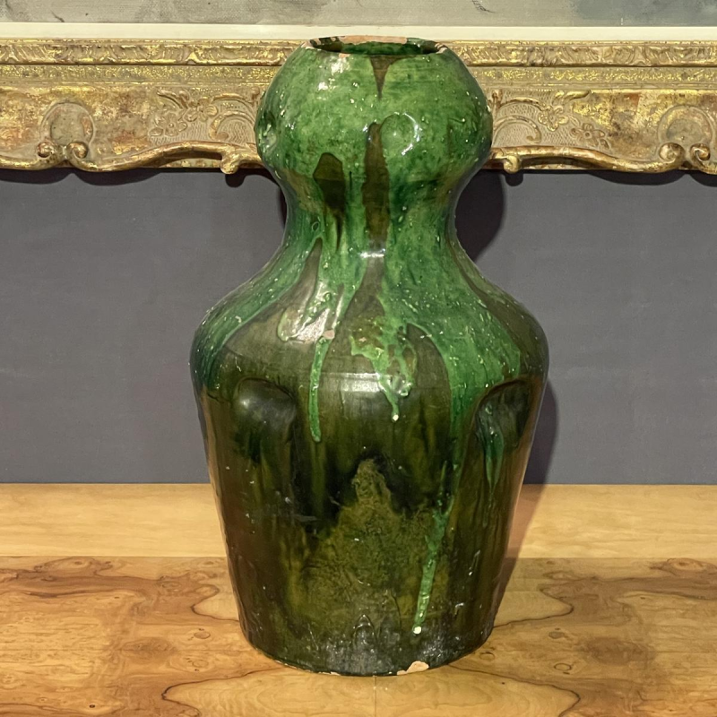 Arthur Craco & Emile Declercq, grote groene Art Nouveau vaas, ca 1900