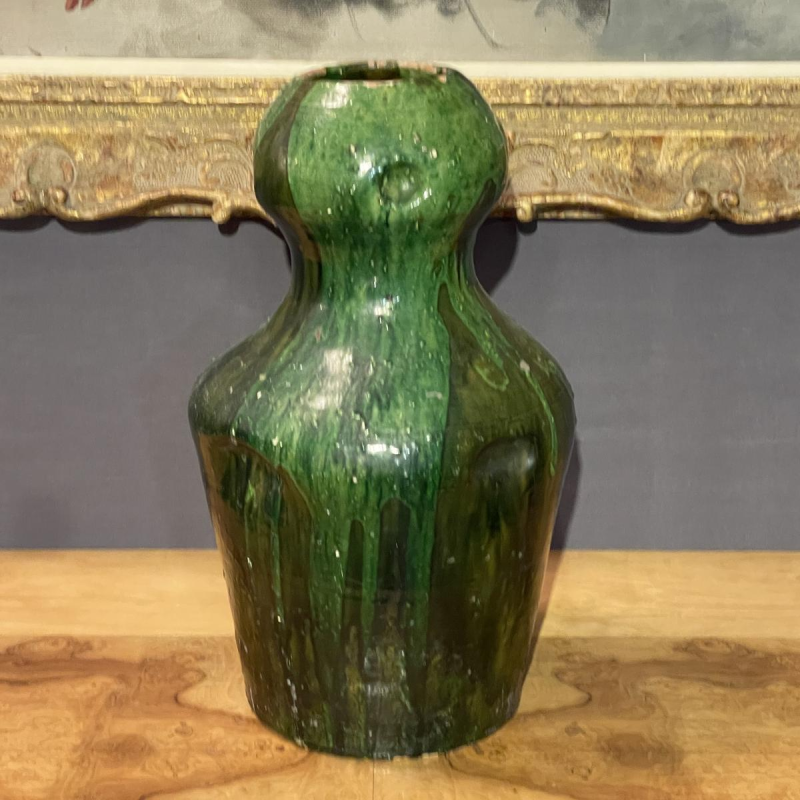 Arthur Craco & Emile Declercq, large green Art Nouveau vase, ca 1900