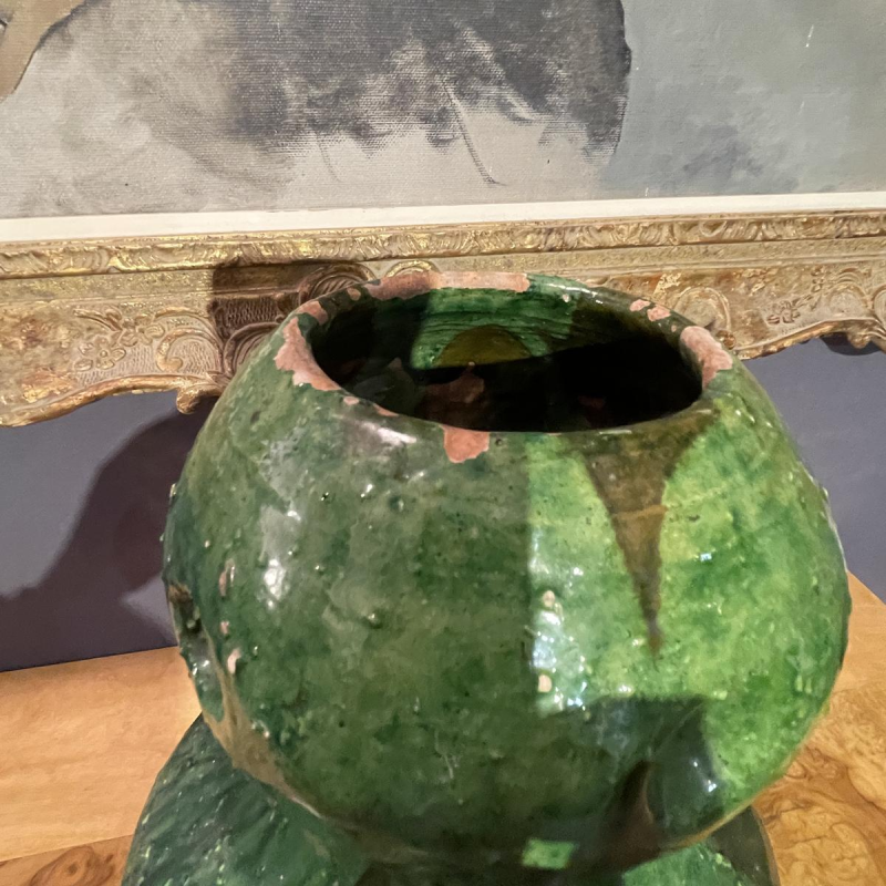 Arthur Craco & Emile Declercq, large green Art Nouveau vase, ca 1900