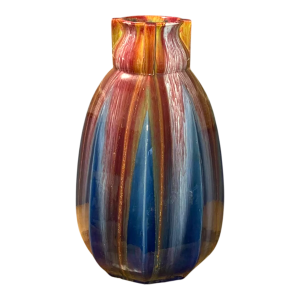 Hasselt Ceramics (attributed to), large oblong faceted Art Deco vases, ca 1930