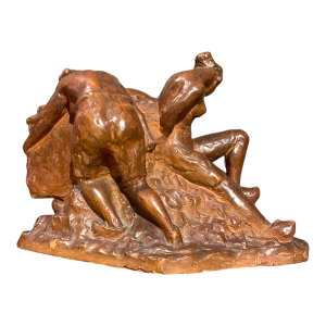 Angelo Hecq “Vrouwen in de mijn, in de inspanning” terracotta sculptuur, ca. 1920