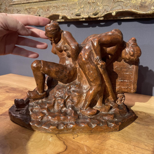 Angelo Hecq “Women in the Mine, in the Effort” terracotta sculpture, ca 1920