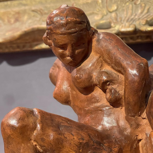 Angelo Hecq “Women in the Mine, in the Effort” terracotta sculpture, ca 1920
