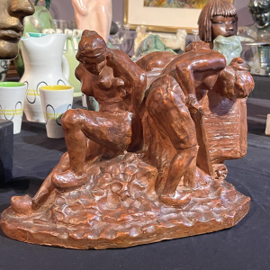 Angelo Hecq “Women in the Mine, in the Effort” terracotta sculpture, ca 1920