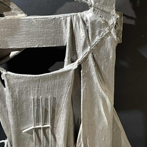 MACKOWIAK ERWIN, tableau abstrait, peinture composition sculpture belge, bois, cordes, tissus peints, 1963