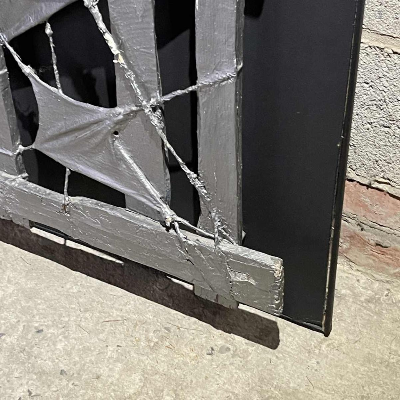 MACKOWIAK ERWIN, abstract schilderij, Belgische compositie sculptuur, beschilderd hout, touw, stof, 1963