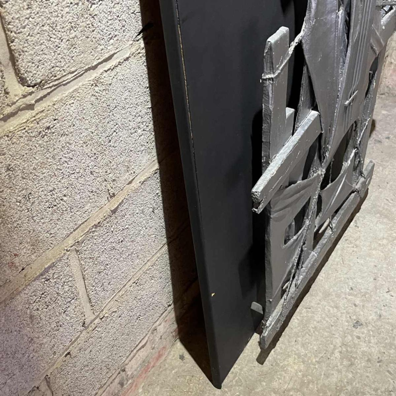 MACKOWIAK ERWIN, abstract schilderij, Belgische compositie sculptuur, beschilderd hout, touw, stof, 1963