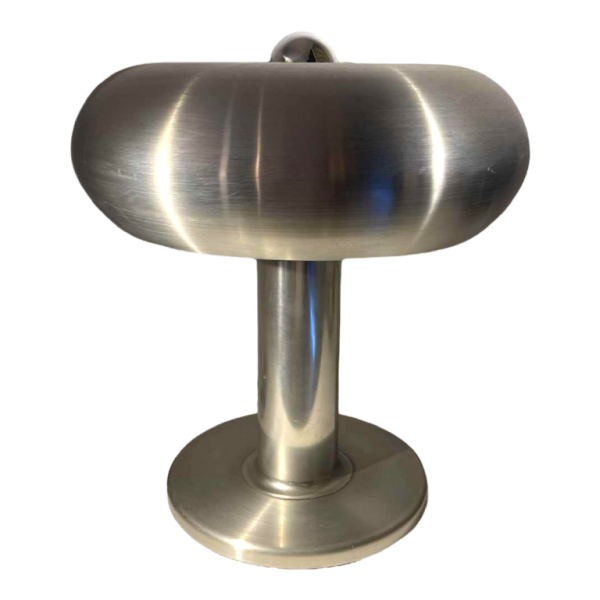 Walter Donner (attr) for Doria, Brushed aluminum 'Donut' lamp, Space Age design, ca 1960