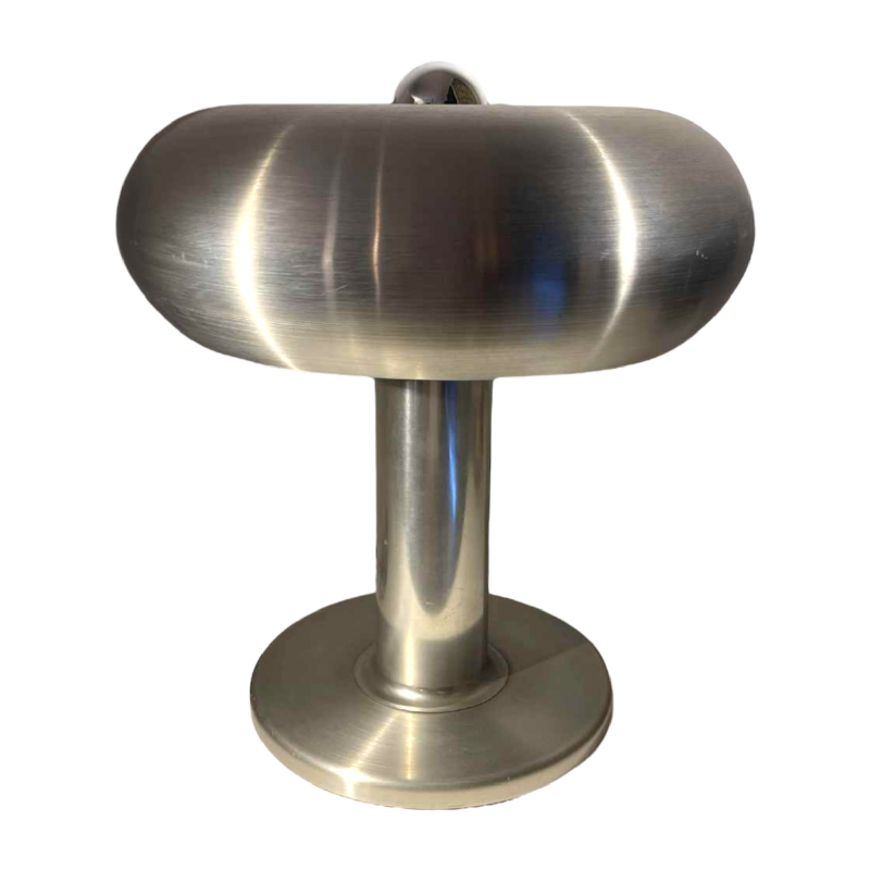 Walter Donner (attr) pour Doria, Lampe 'Donut' aluminium brossé, Design Space Age, ca 1960