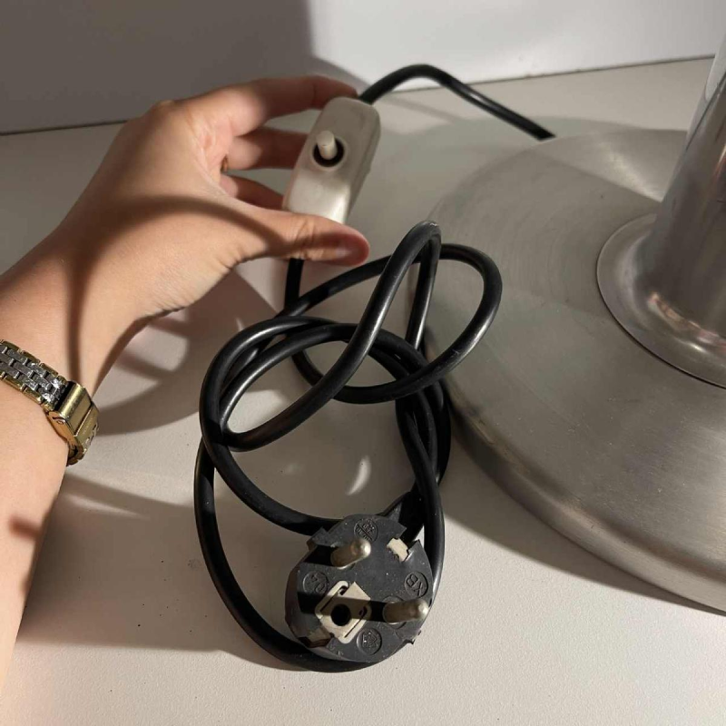 Walter Donner (attr) pour Doria, Lampe 'Donut' aluminium brossé, Design Space Age, ca 1960