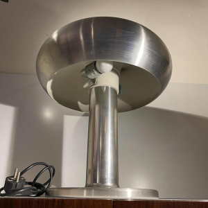 Walter Donner (attr) pour Doria, Lampe 'Donut' aluminium brossé, Design Space Age, ca 1960