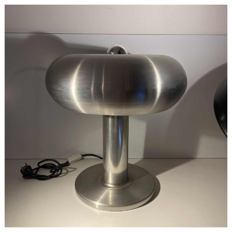 Walter Donner (attr) for Doria, Brushed aluminum 'Donut' lamp, Space Age design, ca 1960