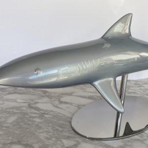 Laszlo Tibay for Caster Bronz Kft "Shark" blue lacquered bronze sculpture, 21st century