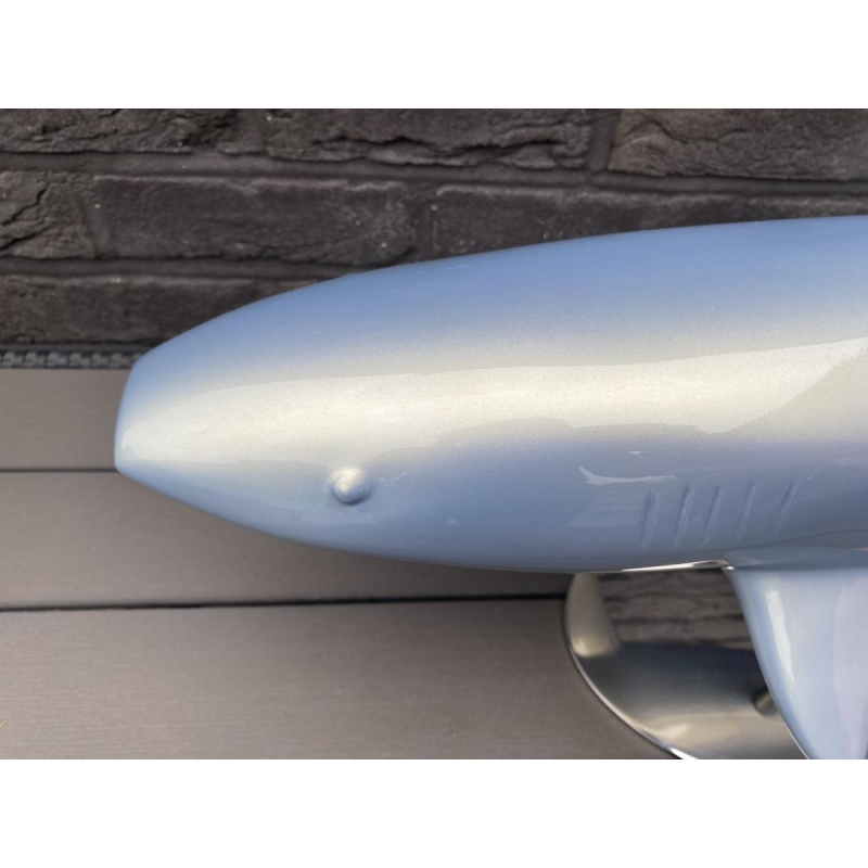 Laszlo Tibay for Caster Bronz Kft "Shark" blue lacquered bronze sculpture, 21st century