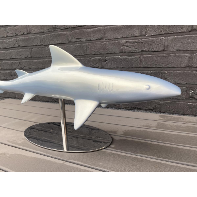 Laszlo Tibay for Caster Bronz Kft "Shark" blue lacquered bronze sculpture, 21st century