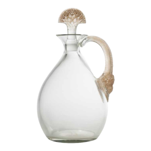 1923 René Lalique Carafe « Satyre » Verre Blanc Patiné Sépia Pour Cusenier